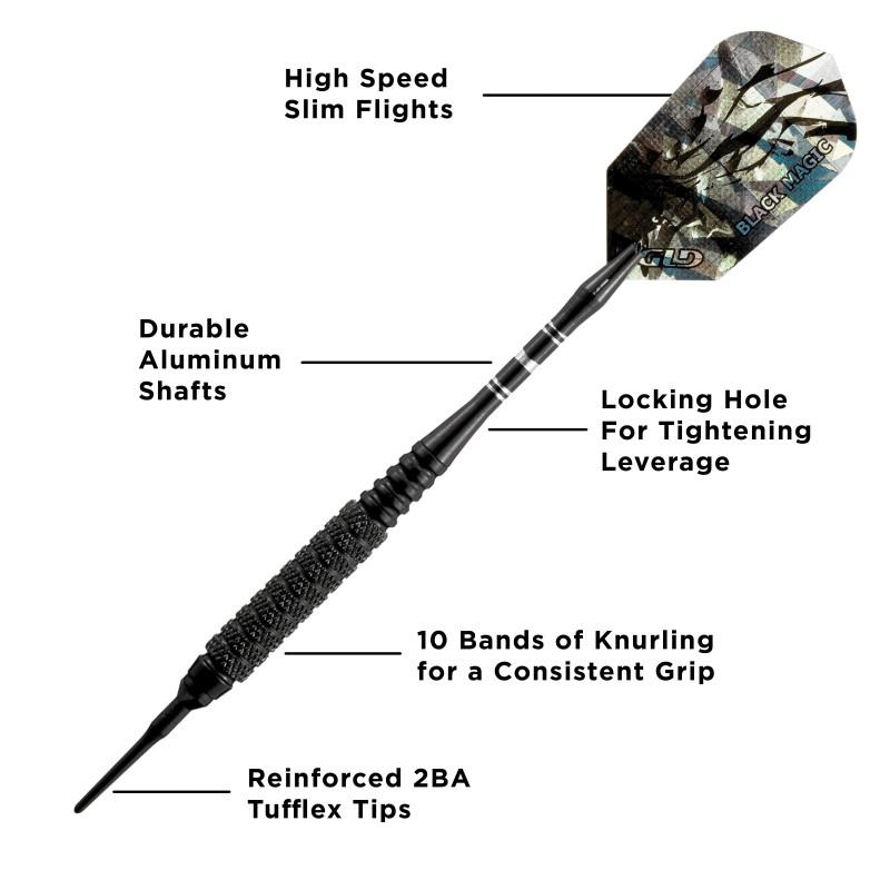 Viper Black Magic Soft Tip Darts 10 Knurled Rings 18 Grams - Image 2