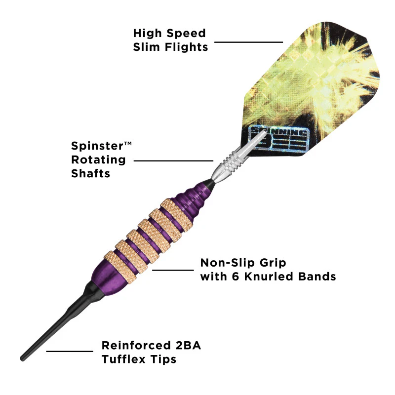 Viper Spinning Bee Purple Soft Tip Darts 16 Grams - Image 3