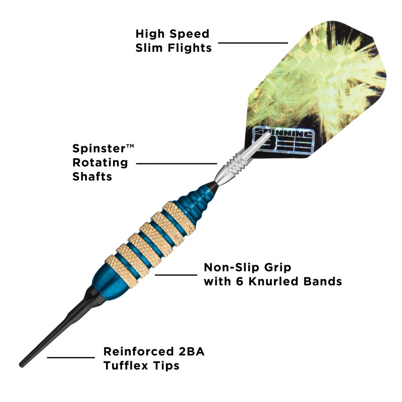 Viper Spinning Bee Blue Soft Tip Darts 16 Grams - Image 3