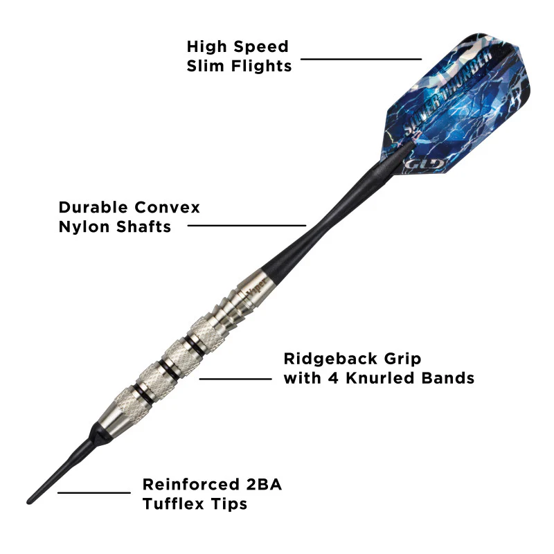 Viper Silver Thunder Darts Soft Tip Darts 4 Knurled Rings 16 Grams - Image 2