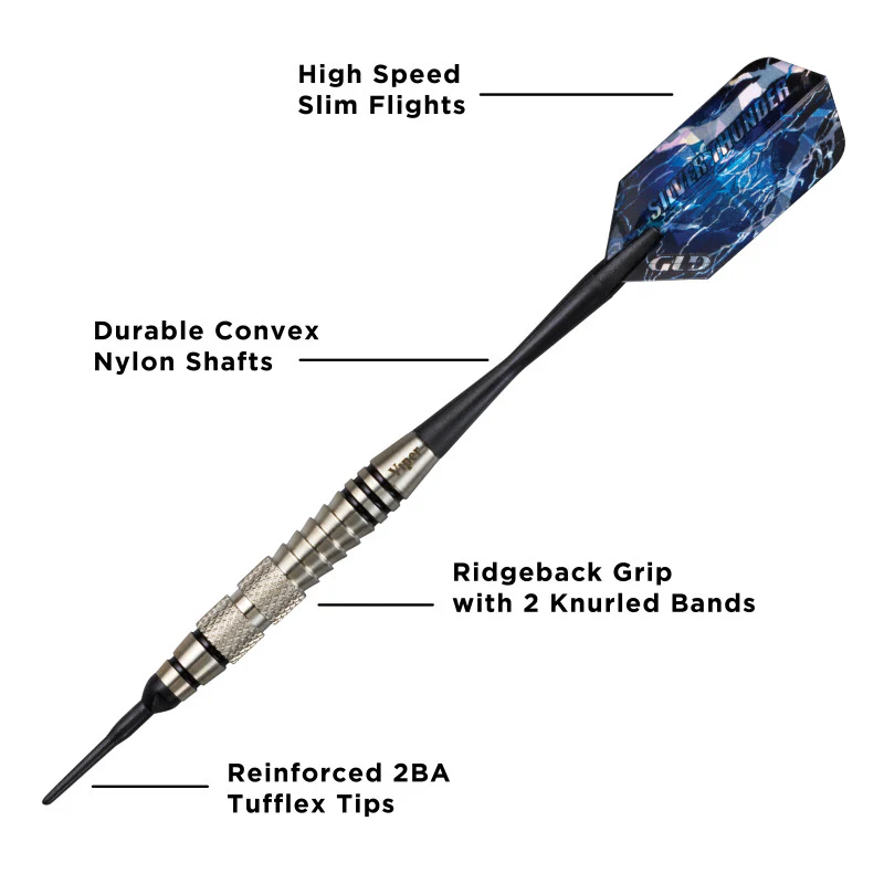 Viper Silver Thunder Darts Soft Tip Darts 2 Knurled Rings 18 Grams - Image 2
