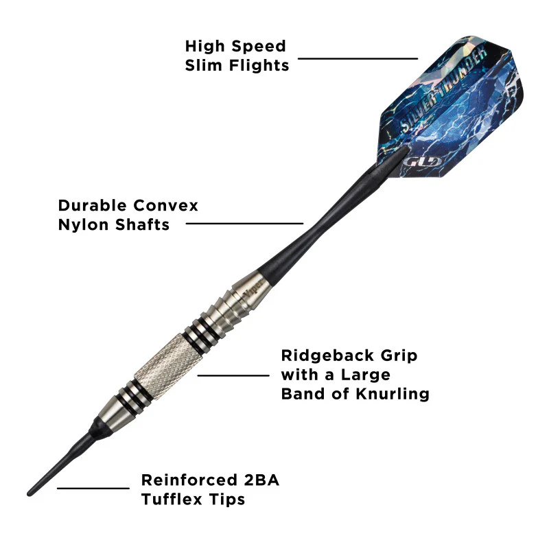 Viper Silver Thunder Darts Soft Tip Darts 1 Knurled Ring 20 Grams - Image 2