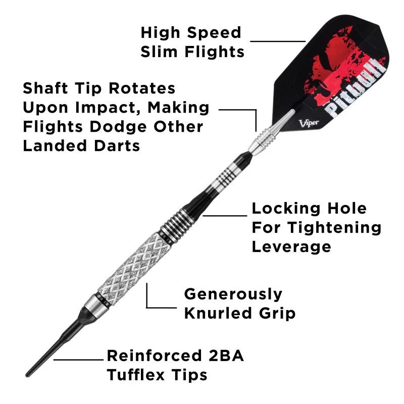 Viper Pitbull Darts 90% Tungsten Soft Tip Darts Diamond Cut Barrel 18 Grams - Image 2
