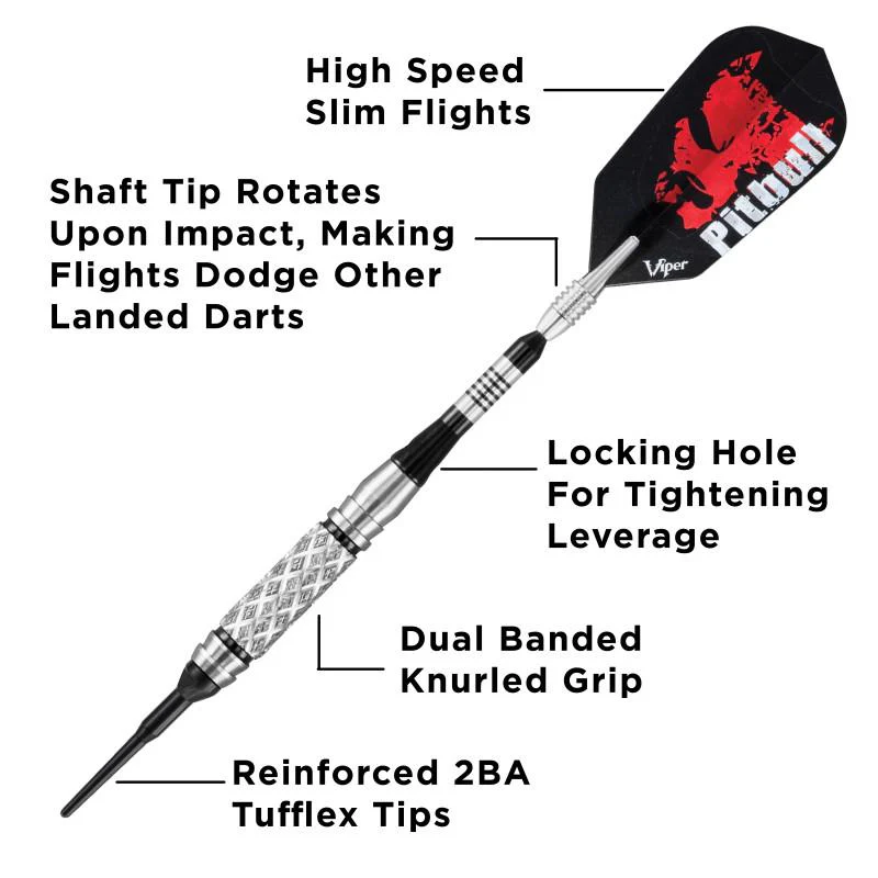 Viper Pitbull Darts 90% Tungsten Soft Tip Darts Diamond Cut and Shark Fin Barrel 18 Grams - Image 2