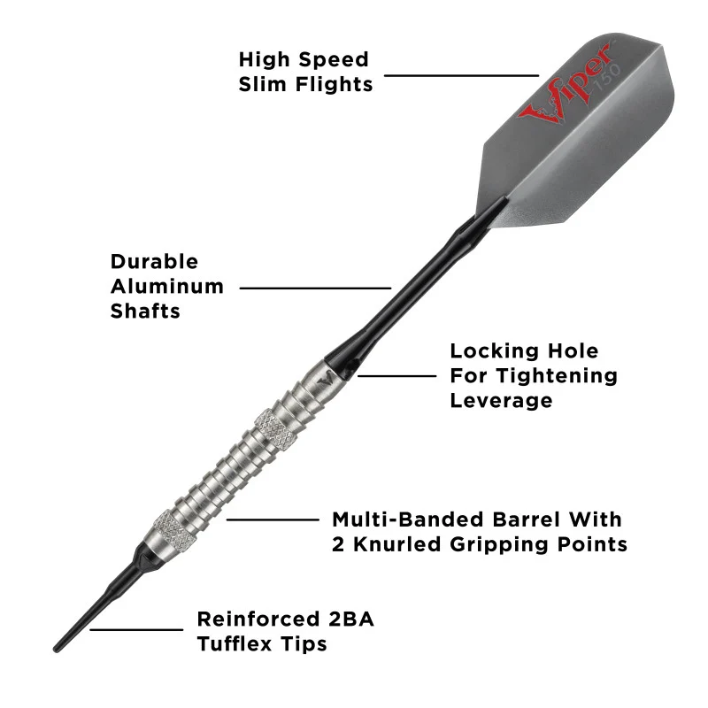 Viper V-Factor Darts 90% Tungsten Soft Tip Darts Grooved Barrel 18 Grams - Image 2