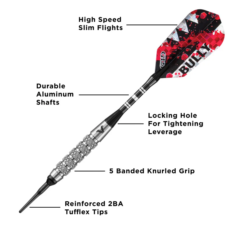 Viper Bully Darts 80% Tungsten Soft Tip Dart Set 5 Knurled Rings 18 Grams - Image 2