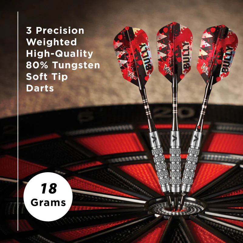 Viper Bully Darts 80% Tungsten Soft Tip Dart Set 5 Knurled Rings 18 Grams - Image 6