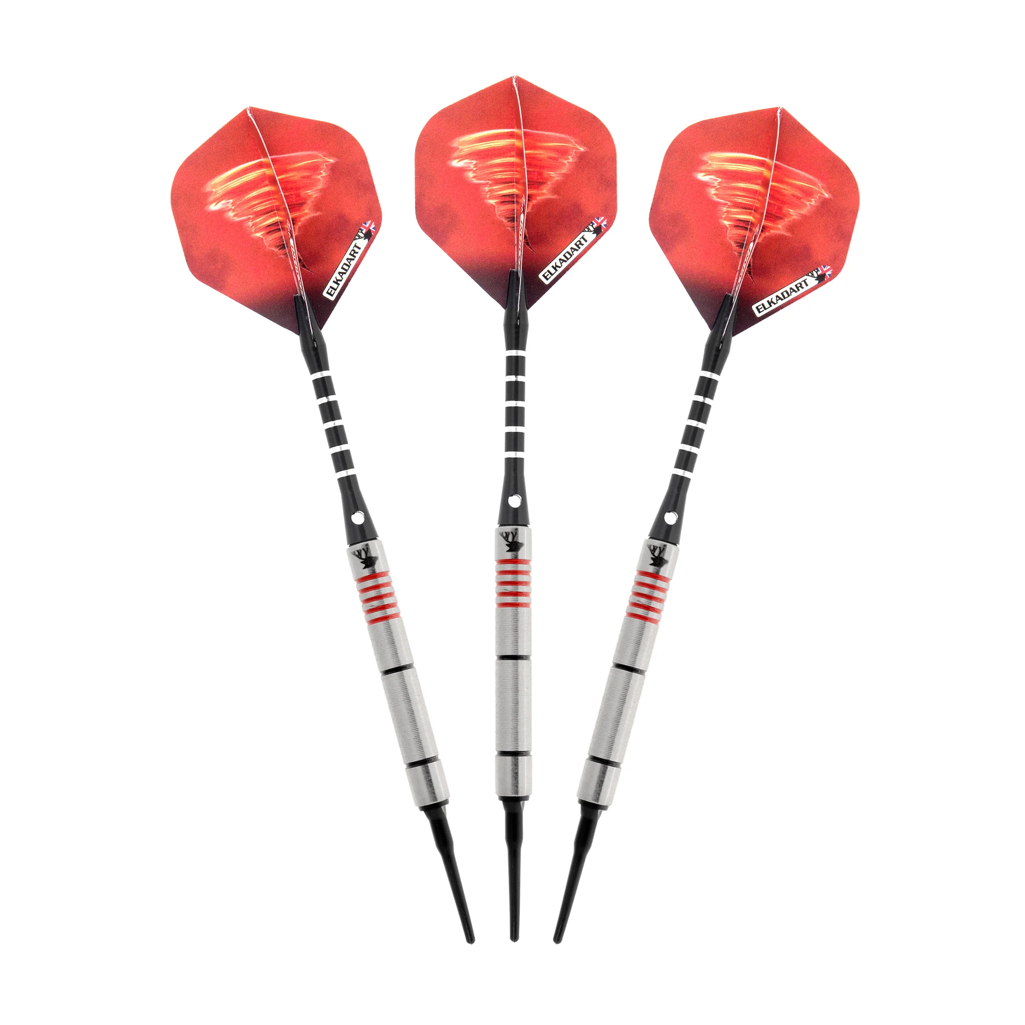 Elkadart Tornado 90% Tungsten Soft Tip Dart Set 4 Red and 2 Black Rings - Image 3