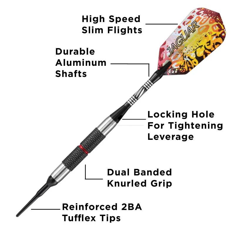 Viper Jaguar Darts 80% Tungsten Soft Tip Darts Silver Barrel 18 Grams - Image 2