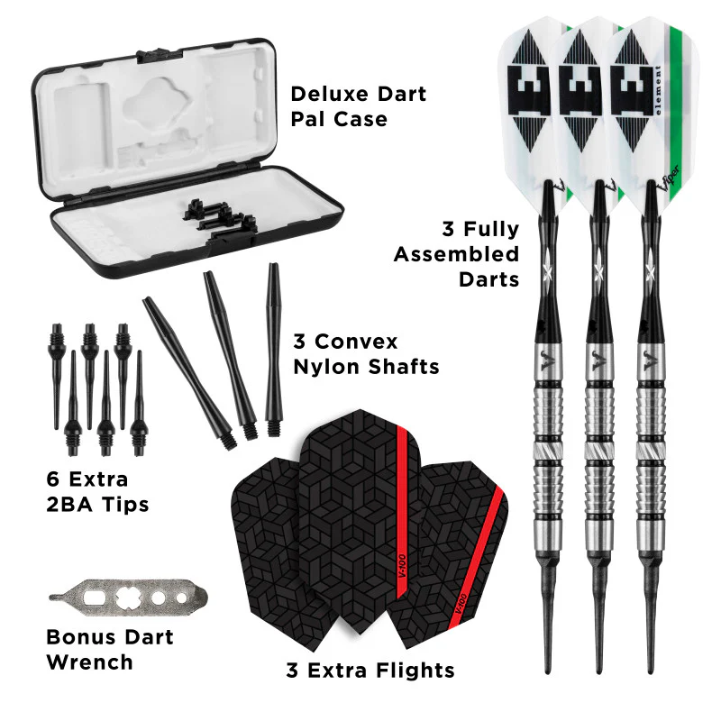 Viper Element Darts 90% Tungsten Soft Tip Darts Shark Fin Barrel 18 Grams - Image 4