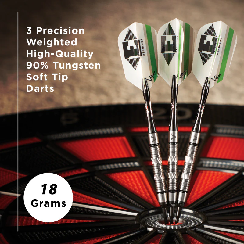 Viper Element Darts 90% Tungsten Soft Tip Darts Grooved Barrel 18 Grams - Image 6