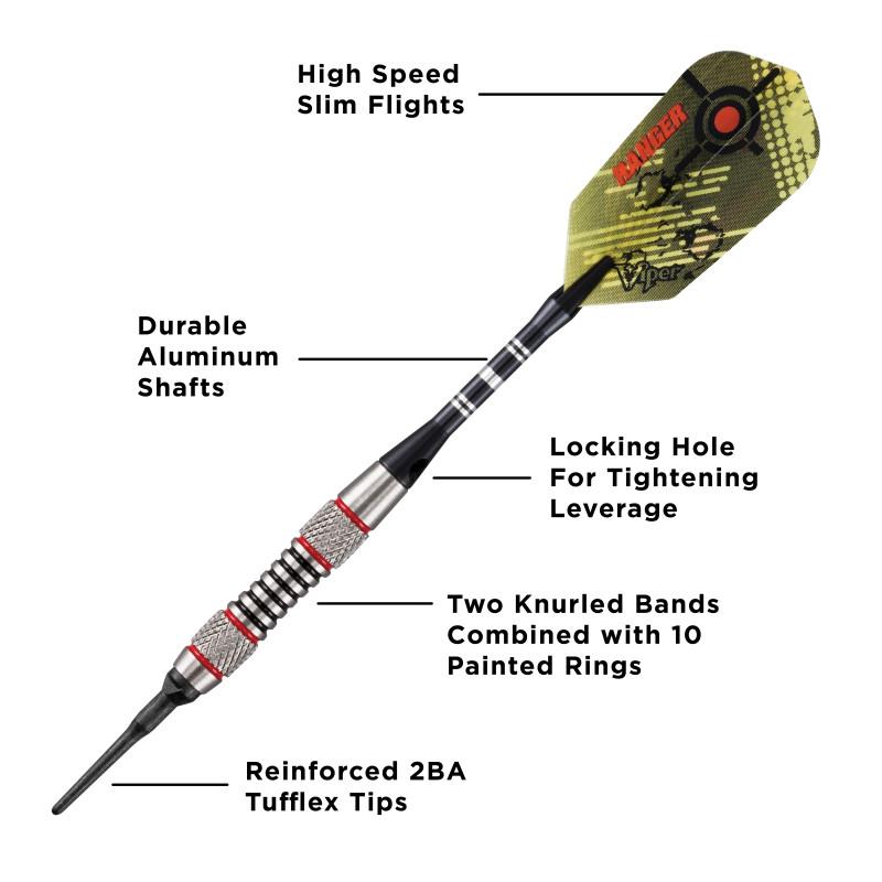 Viper Ranger Darts 80% Tungsten Soft Tip Darts Red Rings - 18 Grams - Image 2