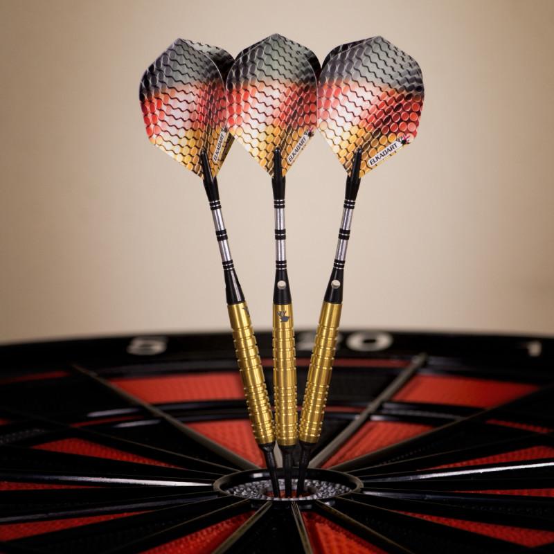 Elkadart Titanium 90% Tungsten Soft Tip Darts Gold Titanium Coating Ringed Barrel 18 Grams - Image 2