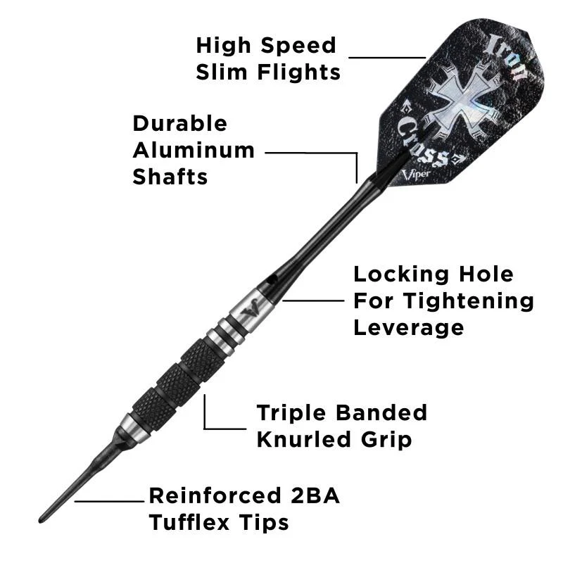 Viper Desperado 80% Tungsten Iron Cross Soft Tip Darts 3 Knurled Rings 18 Grams - Image 2