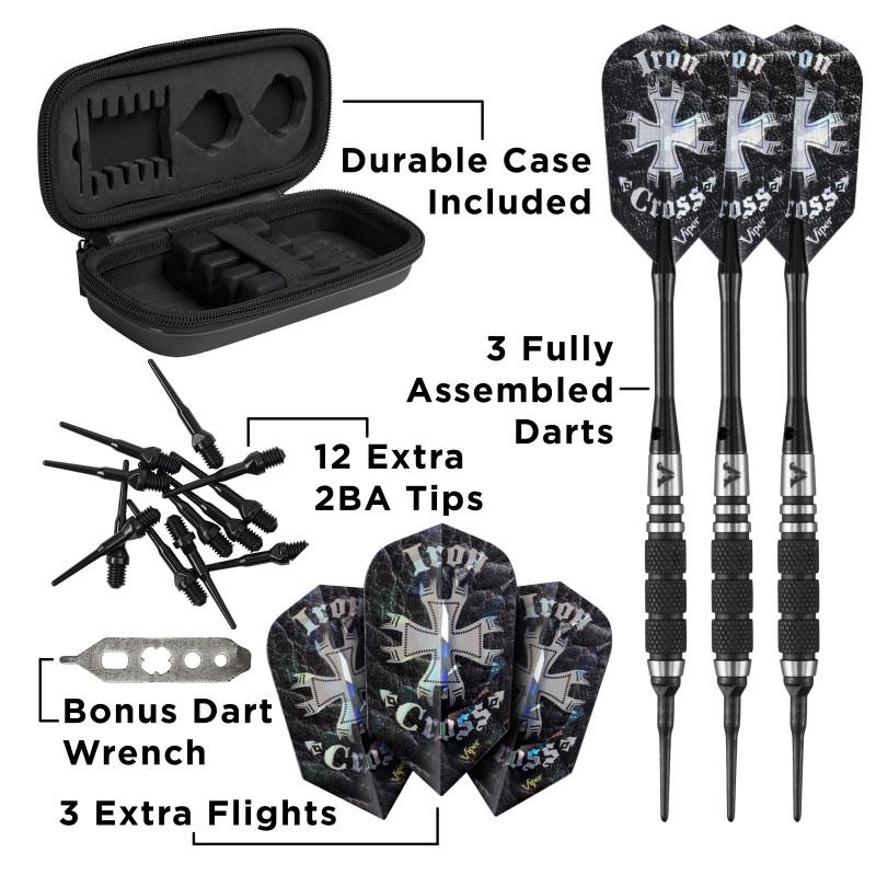 Viper Desperado 80% Tungsten Iron Cross Soft Tip Darts 3 Knurled Rings 18 Grams - Image 4