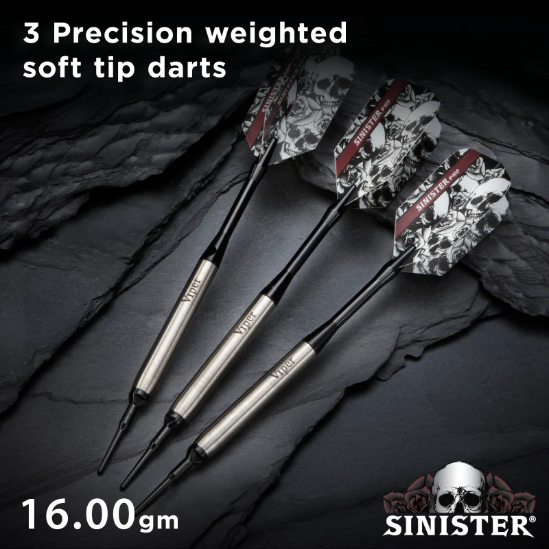 Viper Sinister Darts 95% Tungsten Soft Tip Darts Smooth Barrel 16 Grams - Image 6