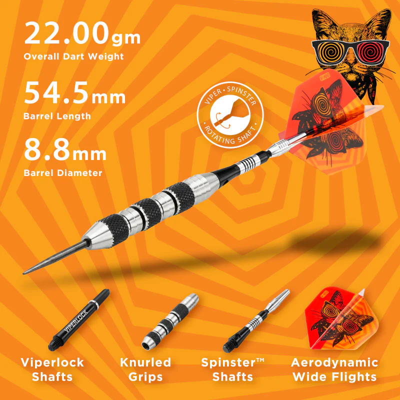 Viper The Freak Darts Steel Tip Darts Knurled and Shark Fin Barrel 22 Grams - Image 6