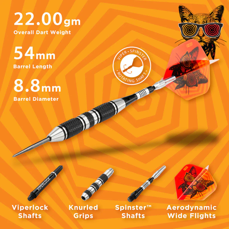 Viper The Freak Darts Steel Tip Darts 3 Knurled Rings Barrel 22 Grams - Image 6