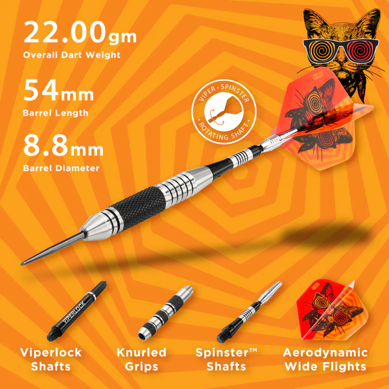 Viper The Freak Darts Steel Tip Darts Knurled and Grooved Barrel 22 Grams - Image 6