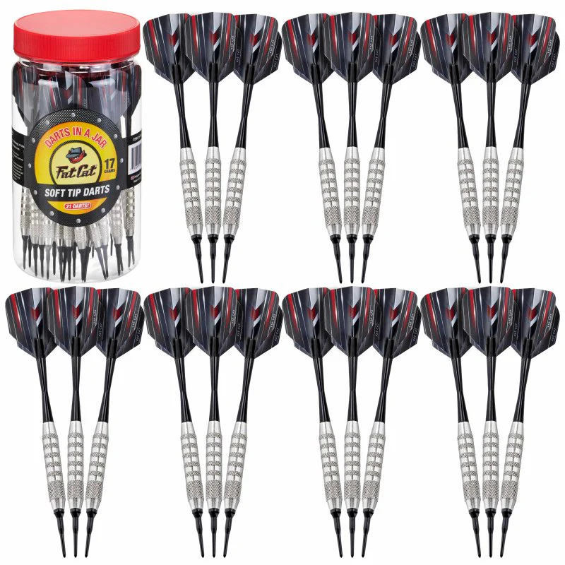 Fat Cat 21 Darts in a Jar Soft Tip 17 Grams with Patriot Dart Flights - Image 2
