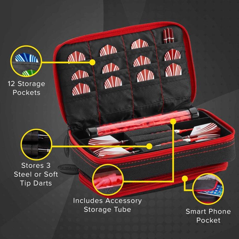 Casemaster Plazma Plus Dart Case Black with Ruby Zipper and Phone Pocket - Image 3