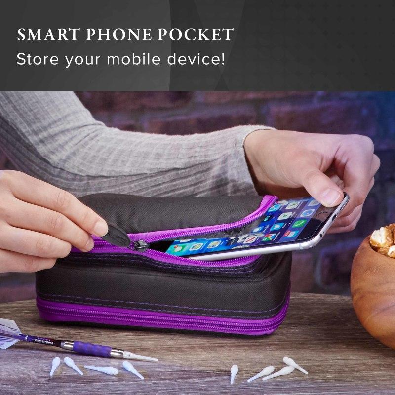 Casemaster Plazma Plus Dart Case Black with Amethyst Zipper and Phone Pocket - Image 6
