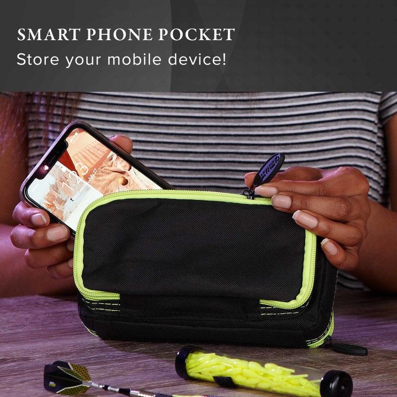 Casemaster Plazma Plus Dart Case Black with Yellow Trim and Phone Pocket - Image 6