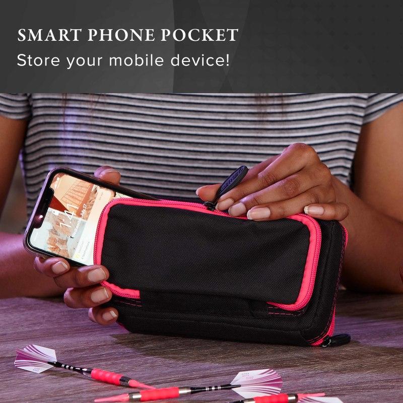Casemaster Plazma Plus Dart Case Black with Pink Trim and Phone Pocket - Image 6