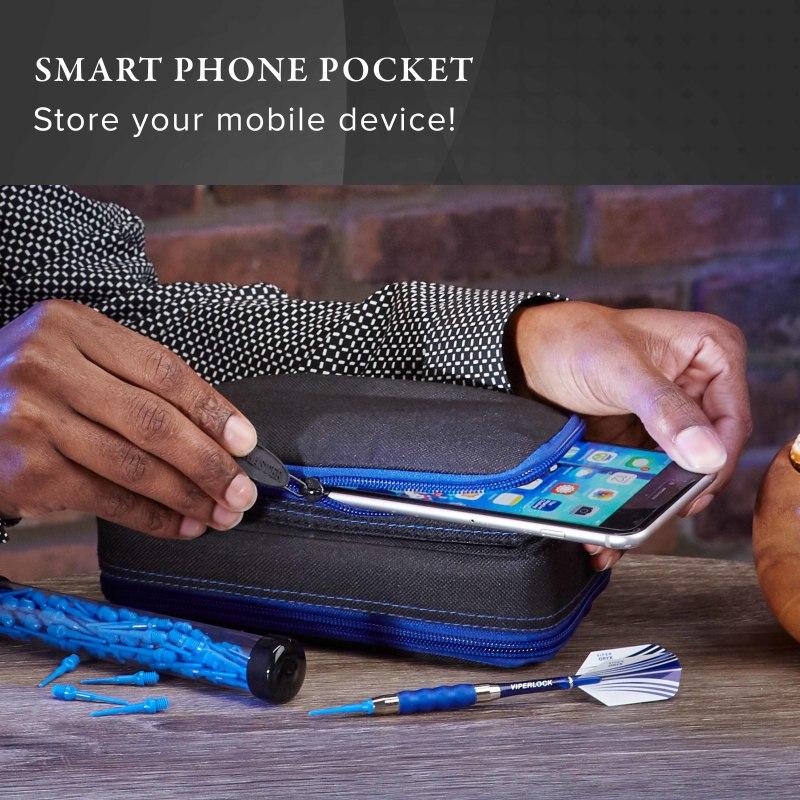 Casemaster Plazma Plus Dart Case Black with Sapphire Zipper and Phone Pocket - Image 6