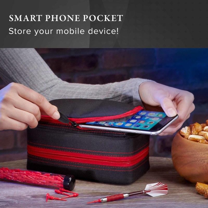 Casemaster Plazma Pro Dart Case Black with Ruby Zipper and Phone Pocket - Image 6