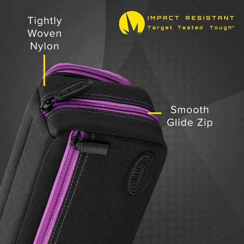 Casemaster Plazma Pro Dart Case Black with Amethyst Zipper and Phone Pocket - Image 4