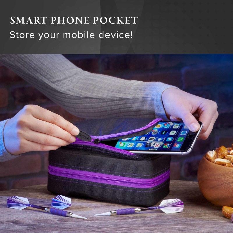 Casemaster Plazma Pro Dart Case Black with Amethyst Zipper and Phone Pocket - Image 6