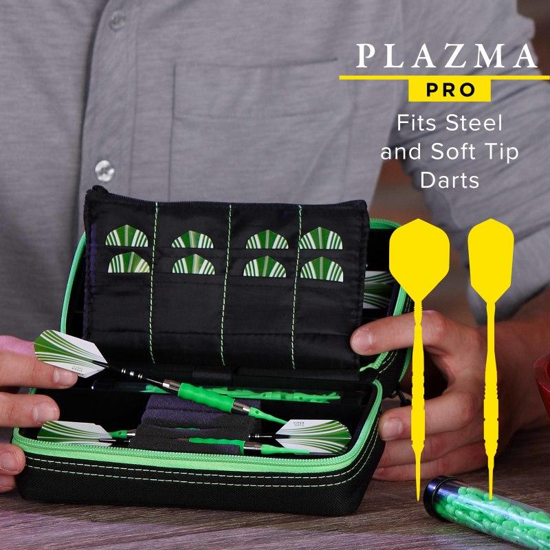 Casemaster Plazma Pro Dart Case Black with Green Trim and Phone Pocket - Image 2