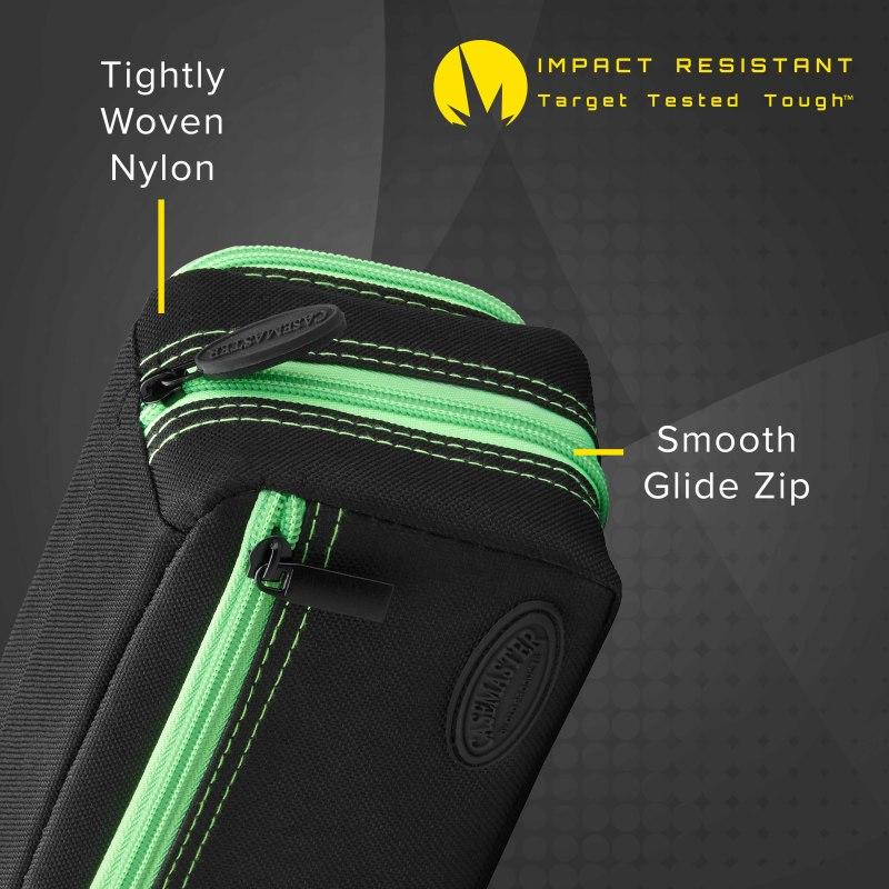 Casemaster Plazma Pro Dart Case Black with Green Trim and Phone Pocket - Image 4