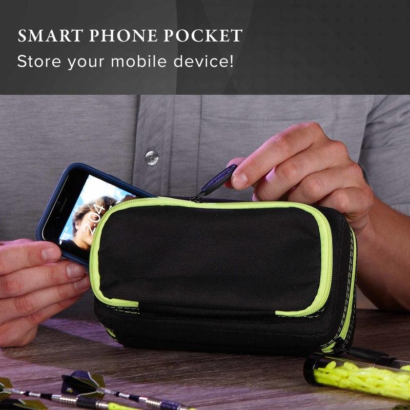 Casemaster Plazma Pro Dart Case Black with Yellow Trim and Phone Pocket - Image 6