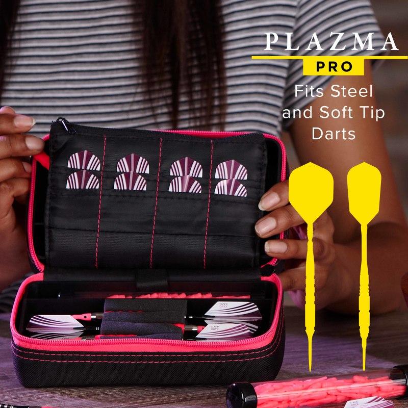 Casemaster Plazma Pro Dart Case Black with Pink Trim and Phone Pocket - Image 2