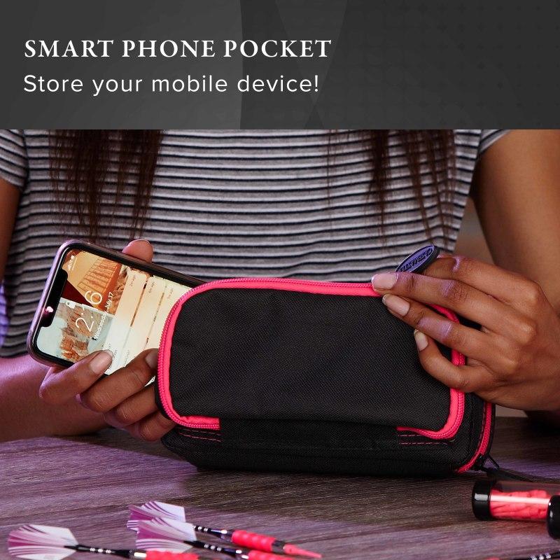 Casemaster Plazma Pro Dart Case Black with Pink Trim and Phone Pocket - Image 6