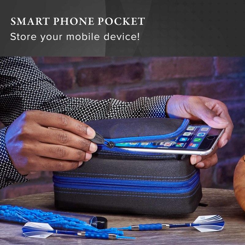 Casemaster Plazma Pro Dart Case Black with Sapphire Zipper and Phone Pocket - Image 6