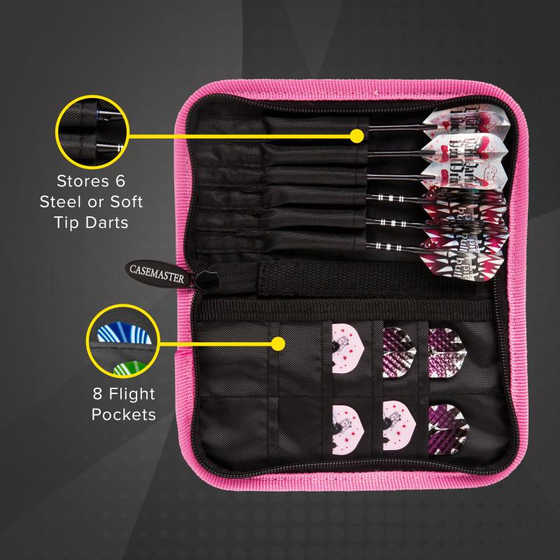 Casemaster Deluxe Pink Nylon Dart Case - Image 3