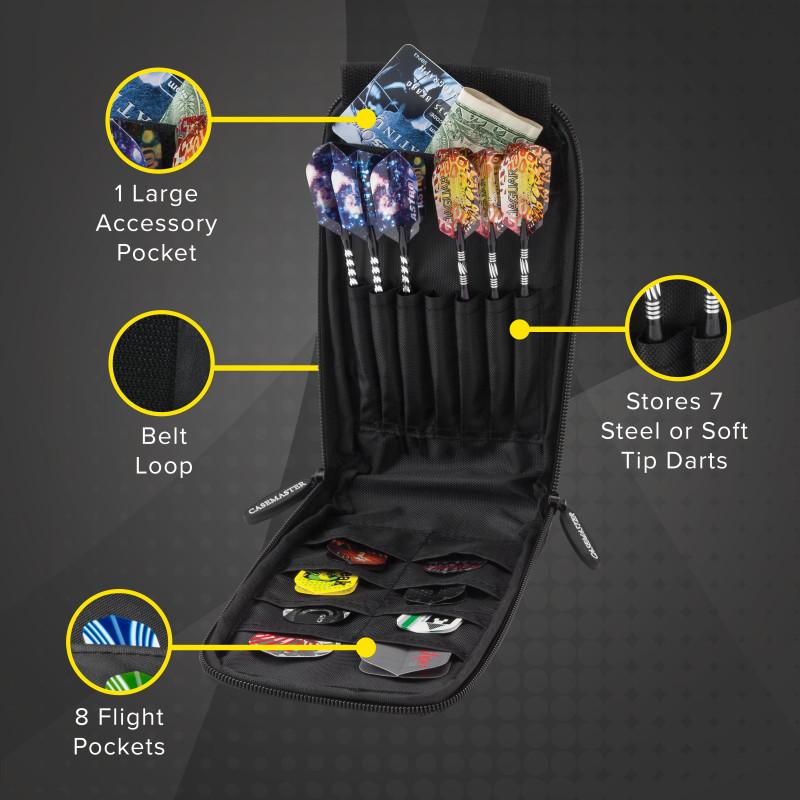Casemaster Mini Pro Leatherette Dart Case Black - Image 3