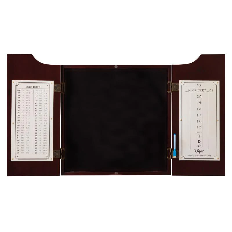 Viper Hudson Dartboard Cabinet, Dead-On Bristle Dartboard, Black Mariah Steel Tip Darts 22 Grams, and Vinyl Dart Mat - Image 2