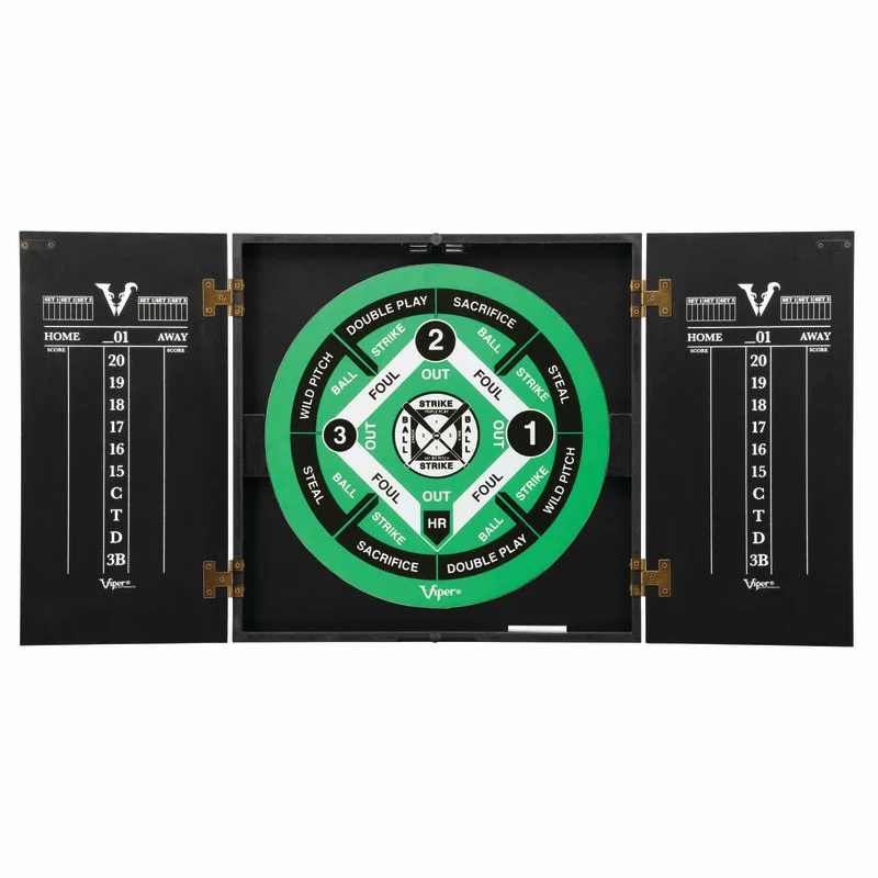 Viper Hideaway Dartboard Cabinet with Reversible Traditional and Baseball Dartboard - Image 2