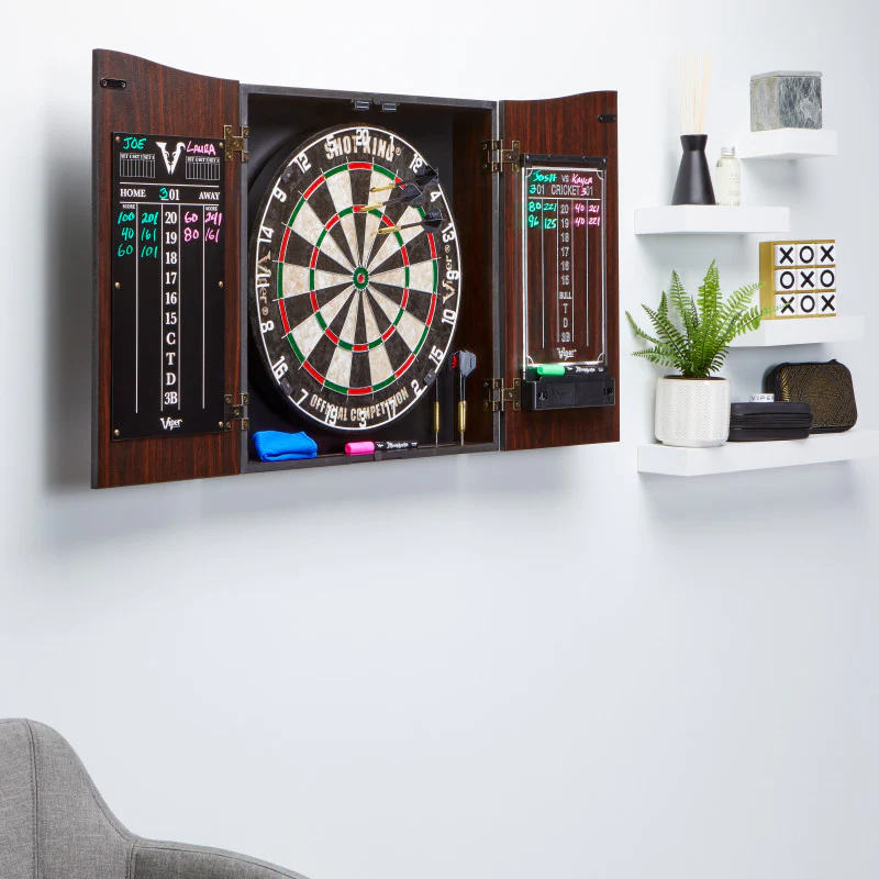 Viper Vault Deluxe Dartboard Cabinet with Shot King Sisal Dartboard and Illumiscore Scoreboard - Image 7