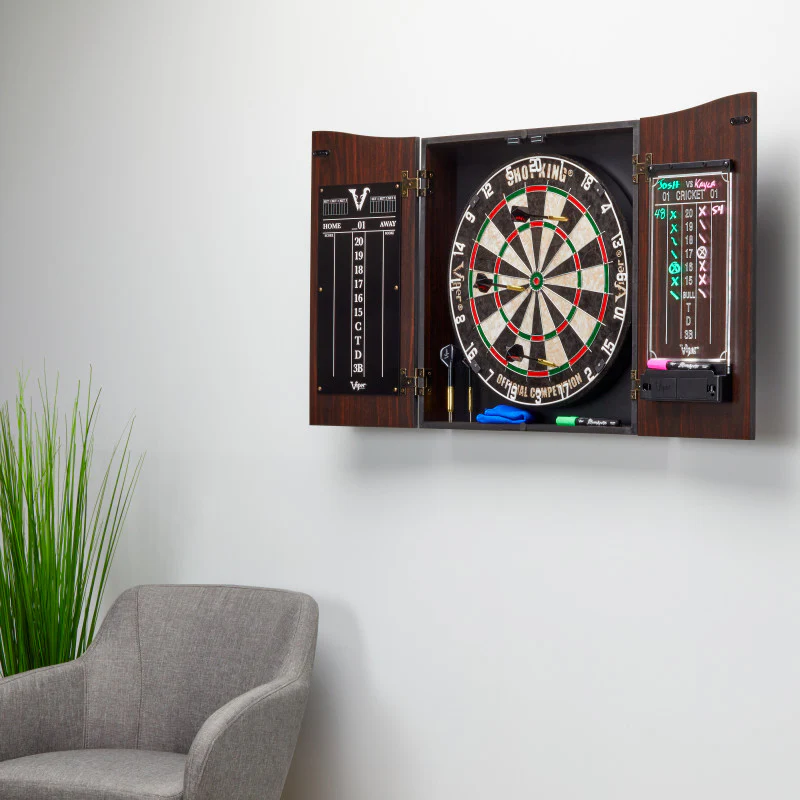 Viper Vault Deluxe Dartboard Cabinet with Shot King Sisal Dartboard and Illumiscore Scoreboard - Image 8
