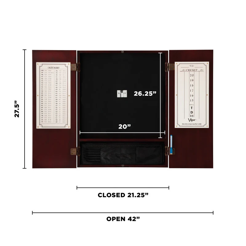 Viper Metropolitan Mahogany Steel Tip Dartboard Cabinet - Image 11