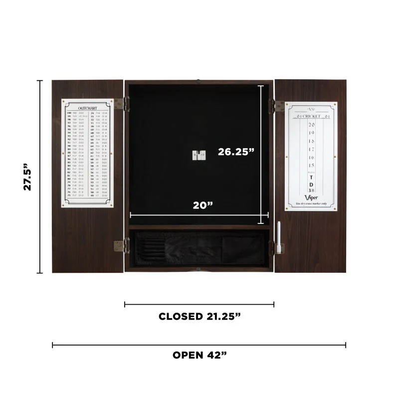 Viper Metropolitan Espresso Steel Tip Dartboard Cabinet - Image 11