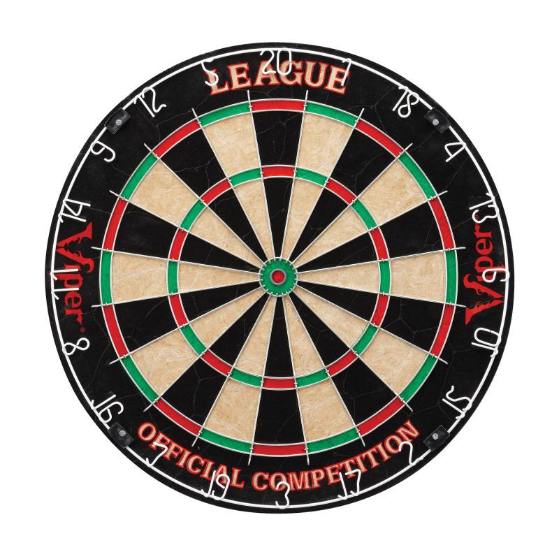 Viper League Sisal Dartboard, Metropolitan Oak Cabinet, Shadow Buster Dartboard Lights & Padded Dart Mat - Image 3