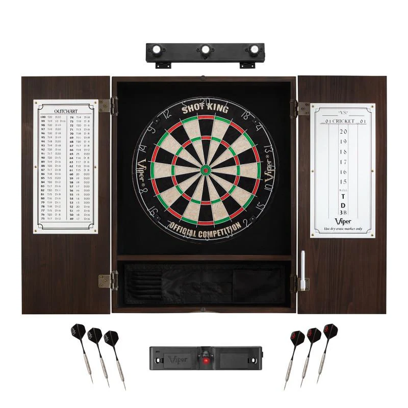 Viper Shot King Sisal Dartboard, Metropolitan Mahogany Cabinet, Shadow Buster Dartboard Lights & Laser Throw Line Marker