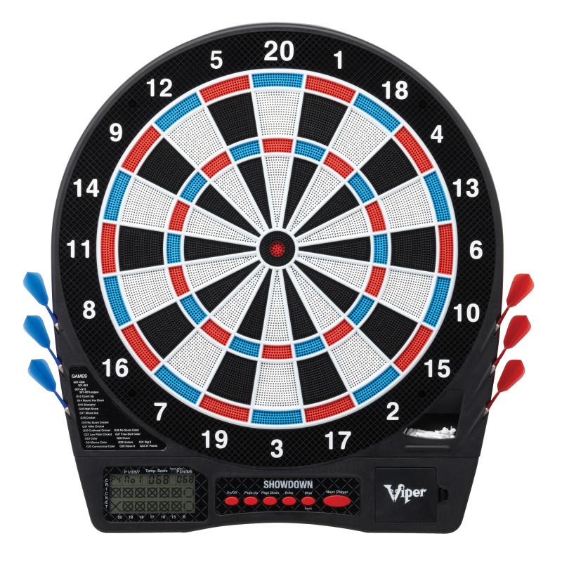 Viper Showdown Electronic Dartboard, Metropolitan Mahogany Cabinet, Laser Throw Line Marker & Shadow Buster Dartboard Lights - Image 3