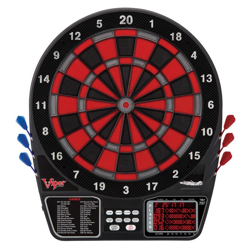 Viper 797 Electronic Dartboard, Metropolitan Cinnamon Cabinet, Throw Line Marker & Shadow Buster Dartboard Light Bundle - Image 5